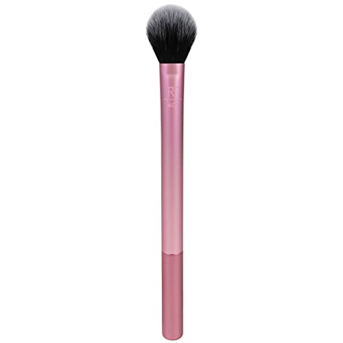 Real Techniques Makeup Setting Brush, For Setting Powder, Loose Powder, & Pressed Powder, Face Makeup Brush, 402 Brush, Sheer Coverage For Highlighter, Synthetic & Cruelty-Free Bristles, 1 Count -