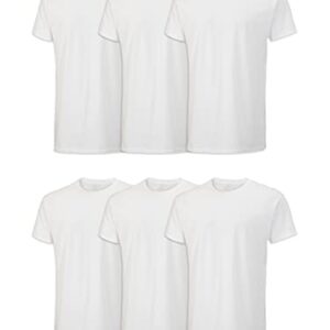 Fruit of the Loom Men's Stay Tucked Crew T-Shirt - Large - White (Pack of 6) -