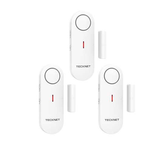 TECKNET Door Alarms for Kids Safety, Window Alarm Pool Alarms Door Alarm for Home Security, 2-in-1 Alarm & Chime, 3-Level Volume Control, Wireless Alarm for House Hotel Cars Sheds Caravans (3 Pack) -