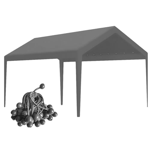 Carport Replacement Canopy, Replacement Top Cover for 10' x 20' Carport Frame, 180G PE Fabric Waterproof & UV Protected Tarp with Ball Bungees, Grey (Only Top Cover, Frame is not Included) -