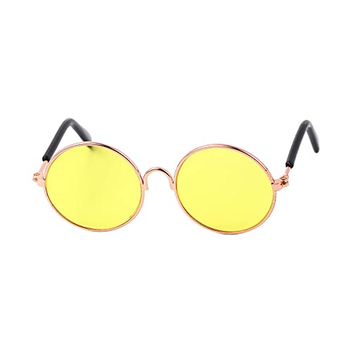 Pet Sunglasses Lovely Reflection Glasses for Little Dog Cat Photos Props Pet Supplies Trend Toys Eye-wear(Yellow) -