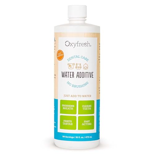 Oxyfresh Premium Pet Dental Care Solution Pet Water Additive: Best Way to Eliminate Bad Dog Breath and Cat Bad Breath - Fights Tartar & Plaque - So Easy, Just Add to Water! Vet Recommended 16 oz. -