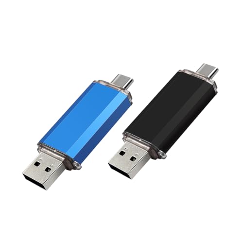 2-Pack 32GB USB C Flash Drive Dual Flash Drive Type C + USB A Memory Stick Jump Drive 2-in-1 Thumb Drive for Storage and Backup (32GB*2 Black&Blue) - Demo Store