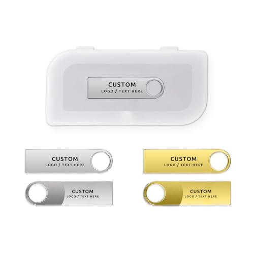 Personalized USB Flash Drive with Logo, Custom USB Data Storage Device for Corporate Giveaways or Promotional Events, 50 Pack Available (256MB,with Plastic Box) - Demo Store