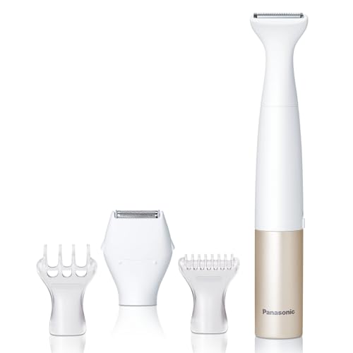 Panasonic Wet/Dry Bikini Shaver & Trimmer for Women with 4 Attachments for Gentle Grooming in Sensitive Areas, Battery-Operated – ES-WWV6-N -