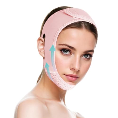 ROWMATE V Line Lifting Mask Chin strap for sleeping, V Line Lifting Mask for Women,Jaw Exerciser，Medium,Light Pink -