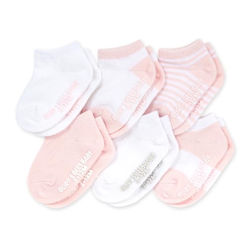 Burt's Bees Baby Baby Socks Ankle or Crew Height Made with Soft Organic Cotton – 6 Packs With Non-Slip Grips for Babies and Newborn Babies Pink Blossom Multi 12 Months – AmaSync Store