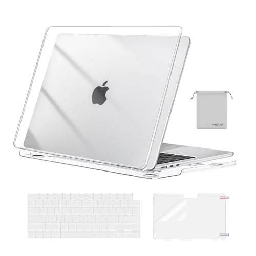 MOSISO Compatible with MacBook Air 13 inch Case 2025 2024 2023 2022 M4 A3240 M3 A3113 M2 A2681, Plastic Hard Shell&Keyboard Cover&Screen Film&Pouch for MacBook Air 13.6 inch Case, Crystal Clear – AmaSync Store