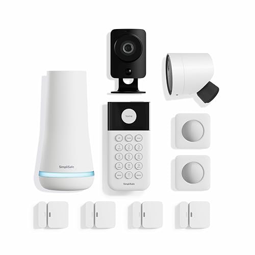 SimpliSafe 10 Piece Wireless Home Security System with Outdoor Camera - Optional 24/7 Professional Monitoring - No Contract - Compatible with Alexa and Google Assistant -