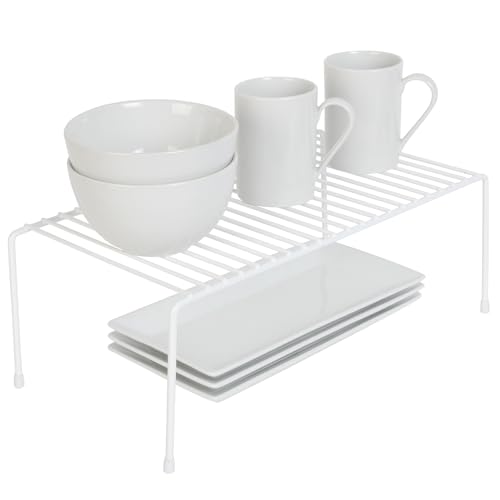 Smart Design Classic Storage Shelf – Large (16 in W x 8.5 in D x 5.75 in H), White –Steel Pantry Organizer with Rust-Resistant Finish and Non-Slip Feet for Easy Home Organization and Storage -