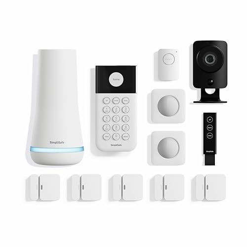 SimpliSafe 12 Piece Wireless Home Security System w/HD Camera - Optional 24/7 Professional Monitoring - No Contract - Compatible with Alexa and Google Assistant, White -
