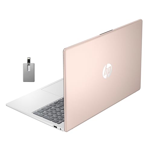 HP 15.6" FHD Laptop, AMD Ryzen 5 7520U, 8GB LPDDR5 RAM, 512GB SSD, Numeric Keypad, 720p HD Webcam, Wi-Fi 6, AMD Radeon Graphics, Windows 11, Rose Gold, 32GB Hotface USB Card – AmaSync Store