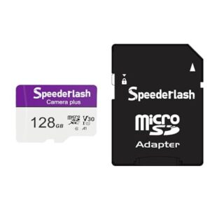 Micro SDXC Memory Card 128GB-Speederlash Camera Plus TF Card with Adapter, Up to 90MB/s Read Speed, 4K UHD&5K Video Support, U1, V30, A1 Rated, Waterproof, for Security Camera, Dashcam - Demo Store