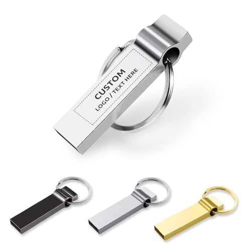 Bulk Custom Logo Metal Keychain USB Flash Drives - Personalized Thumb Drive High-Speed USB 2.0 Memory Sticks for Corporate Branding & Secure Data Storage (128G,200PCS) - Demo Store