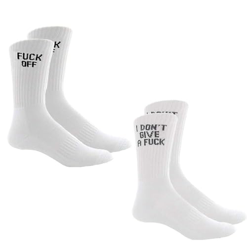 Comidox Fashion Men Women Casual Sport Socks With English Letters FUCK OFF&I DON'T GIVE A FUCK 2 Pairs -