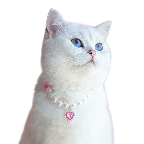 lamphle Pet Necklace Collar Easy-wearing Dress-up ABS Cat Pendant Necklace with Extension Chain Pet Supplies Pink S -