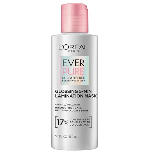 L'Oreal Paris Glossing Lamination Hair Mask with Glycolic Acid, Hair Treatment for Lasting Shine and Smoothness for Dull, Dry Hair, EverPure, 5.1 Fl Oz -