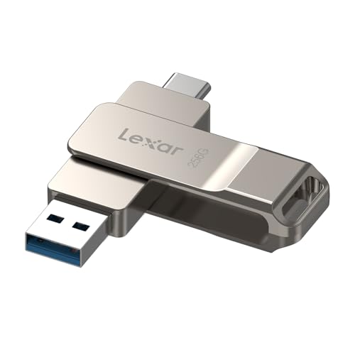 Lexar D40E 256GB Dual USB 3.2 Gen 1 Type-C Jump Drive, USB-C Flash Metal Housing Swivel Design Thumb Drive - Demo Store