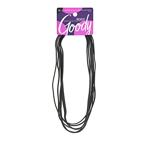 GOODY Women's Ouchless Thin Hair Flat Narrow Headwrap, Black, 6 Count -