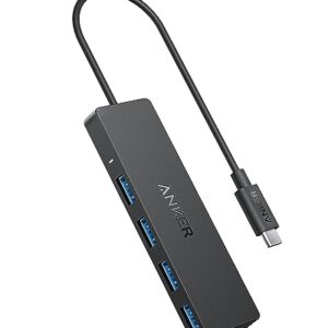 Anker 4-Port USB 3.0 Hub with 5Gbps Data Transfer, Ultra-Slim Data USB C Hub [Charging Not Supported], for MacBook, iMac, Surface, Mobile HDD, and More (USB-C, 0.7 ft) - Demo Store
