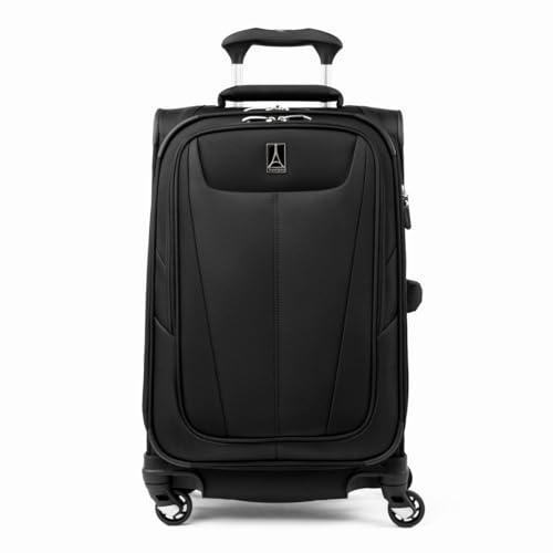 Travelpro Maxlite 5 Softside Expandable Carry on Luggage with 4 Spinner Wheels, Lightweight Suitcase, Men and Women, Black, Carry On 21-Inch -