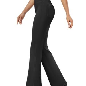DLOODA Womens Bootcut Dress Pants Business Casual Work Pants with Pockets High Waist Stretchy Trousers Pull On Office Slacks Black