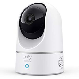 eufy Security Indoor Cam E220, Camera for home Security, Pan & Tilt, Dog/Pet Camera, 2K Wi-Fi Plug-in, Motion Tracking, Motion Only Alerts, Night Vision, HomeBase 3 Compatible, Voice Assistant Support -