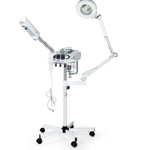 Funnylife 3 in 1 Aromatherapy Facial Steamer, 5X Magnifying LED Lamp, High Frequency Machine,Salon Spa Beauty Equipment -