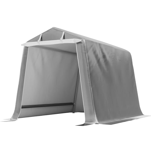 Shintenchi 6x6ft Outdoor Portable Storage Shelter Shed,Carport Storage Shed with Roll-up Zipper Door, Heavy Duty UV Resistant and Waterproof Tarp, Storage for Motorcycle, Bike, Garden Tools -