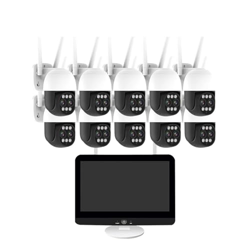 QDVOPHZA Smart Wireless WiFi Camera Kit 8MP 10X Zoom PTZ AI Human Detection Outdoor Security Camera 10CH NVR Video Surveillance System(4T,10 Camera 10CH NVR_A/U) -