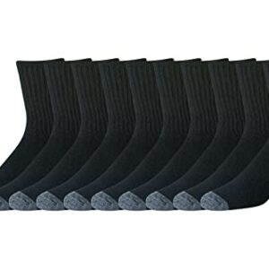 Amazon Essentials Men's Cotton Crew Socks - Comfortable, Durable, Half-Cushioned, 10 Pairs, Black, 8-12 -