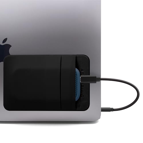 Afterplug 2-Pocket Adhesive Pouch for Laptop, Compatible with External Portable SSD, Magic Mouse, USB Cable and More – Black – AmaSync Store