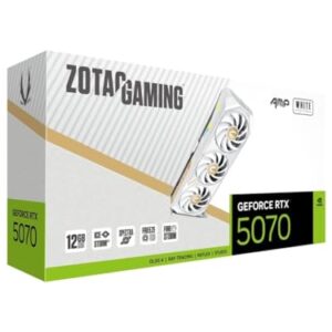 ZOTAC Gaming GeForce RTX 5070 AMP White Edition DLSS 4 12GB GDDR7 192-bit 28 Gbps PCIE 5.0 Gaming Graphics Card, IceStorm 2.0 Cooling, Spectra RGB Lighting, ZT-B50700FQ-10P – AmaSync Store