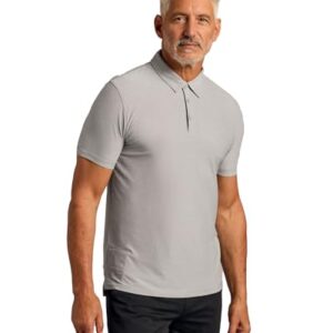 True Classic Men’s Polo Shirts – Performance Polo Shirts for Men – Mens Collared Shirt Short Sleeve, Pack of 1, Light Heather Gray, XL -