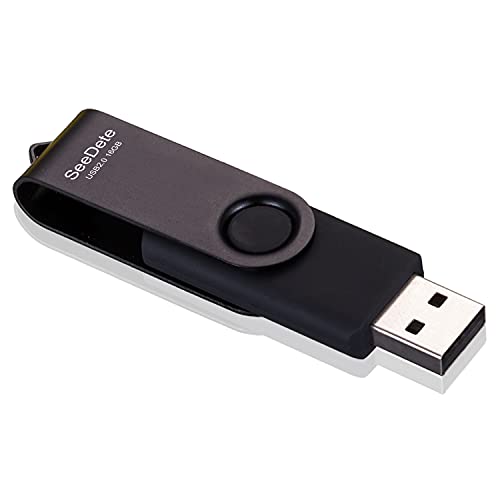 SeeDete 16GB USB Flash Drives, USB Stick, Thumb Drive Rotated Design, Memory Stick with LED Light for External Storage and Backup Data, Jump Drive, Black - Demo Store