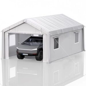 Hipicute 10' x 20'x 10' Portable Garage, Heavy Duty Carport with 180G Side Walls, Front and Rear Doors, Car Shelter for Trucks, Boats, and SUVs - White -