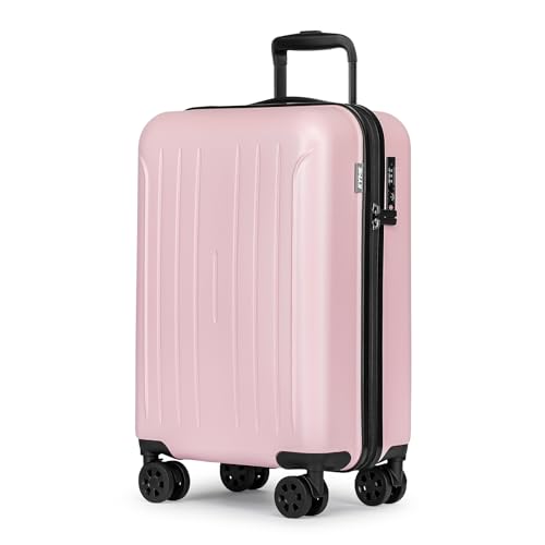 KYME Pink Carry On Luggage 22x14x9 Airline Approved, 20 Inch Hardside Suitcases With Wheels, Hard Shell Suitcase With TSA Lock, Double Spinner Wheels Carry-on (Pink, 20inch Carry-on) -
