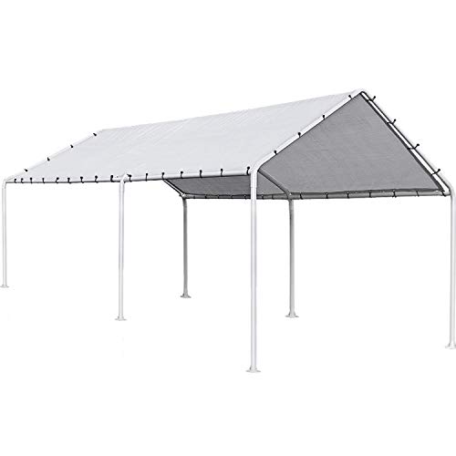 FDW 10'x20' Heavy Duty Galvanized Carport Waterproof Canopy Tent with Anchor Kit, Open-Sided Design for Cars and Outdoor Use -