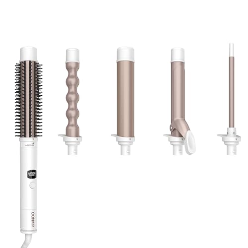 Conair Double Ceramic Multi-Attachment Hair Styler, 5-in-1 Curling Wand Set to Create Curls, Waves, and Blowouts, Ceramic Technology Eliminates Damaging Hot Spots -