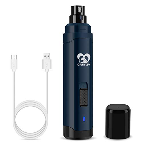 Casfuy Dog Nail Grinder Upgraded - Professional 2-Speed Electric Rechargeable Pet Nail Trimmer Painless Paws Grooming & Smoothing for Small Medium Large Dogs & Cats (Dark Blue) -