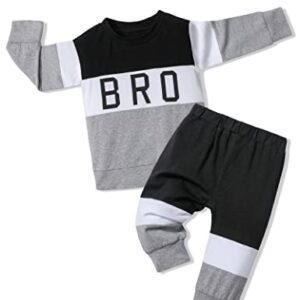 Aulyffo Baby Boy Clothes 18-24 Months,Toddler Boy Clothes Fall Outfits Contrast Long Sleeve Letter Tops Jogger Pants 2Pcs Fashion Boys Clothing Sets -