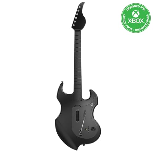 PDP RIFFMASTER Wireless Guitar Controller for Xbox Series X|S, Xbox One, Windows 10/11 PC, Rock Band 4, Fortnite Festival, Audio Jack, Rechargeable Battery, Officially Licensed by Microsoft – Black -