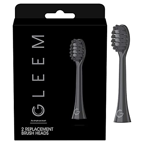 GLEEM Toothbrush Replacement Brush Heads Refill, Black, 2 Count -