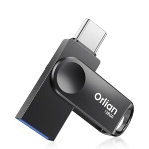 128GB Dual USB Type C +A Flash Drive 2-in-1 OTG USB 3.0 Thumb Drive Metal UDP Waterproof Swivel Design Portable for PC Laptop Tablet Android Smartphone iPhone 15 and More, Black - Demo Store