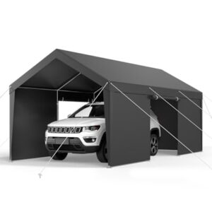 VEVOR 10x20 FT Heavy Duty Carport, Car Port Car Canopy, Potable Garage Car Canopy with Removable Sidewalls, Outdoor Car Shelter, UV and Water-Resistant Car Tent for Cars, Boats, Trucks, and Equipment -