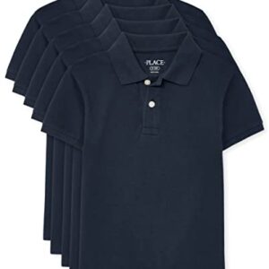 The Children's Place Boys Short Sleeve Pique Polo,Nautico 5 Pack,XL (14) -