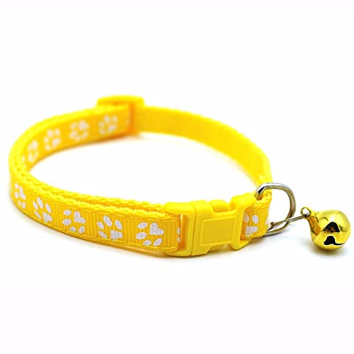 Cute Cats Bell Collar for Cat Dog Necklace, Adjustable Nylon Neck Strap, Cat Necklace Cute Pet Supplies with Bell(Yellow) -