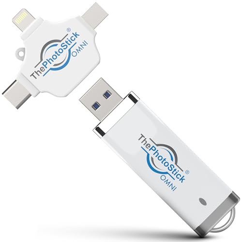 ThePhotoStick® Omni 64GB - Secure Photo & Video Backup and Transfer | Digital File Organization | USB & Multiport Connection for Phones, Tablets and Computers | Portable Memory | External Storage - Demo Store