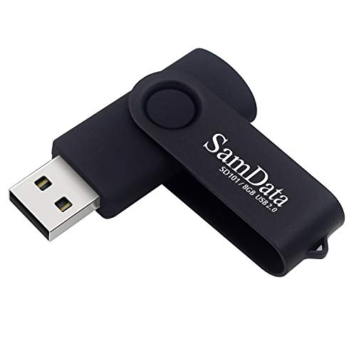 SamData USB Flash Drive 8GB 1 Pack USB 2.0 Thumb Drive Swivel Memory Stick Data Storage Jump Drive Zip Drive Drive with Led Indicator (Black, 8GB-1Pack) - Demo Store