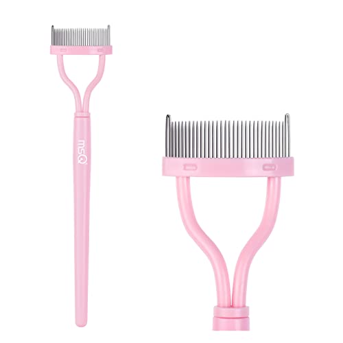 Eyelash Comb Separator MSQ Eyelash Mascara Brush and Comb Lash Separator With Comb Cover Arc Designed Cosmetic Brushes Tool Pink (1PCS) -